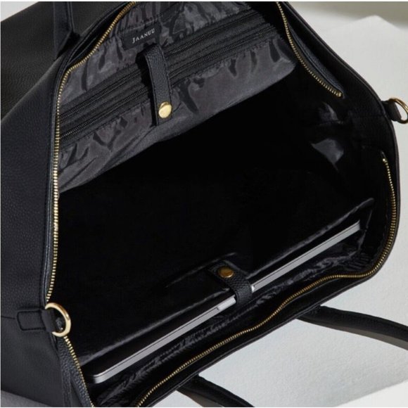 Jaanuu Black Leather Nursing Backpack main image 7
